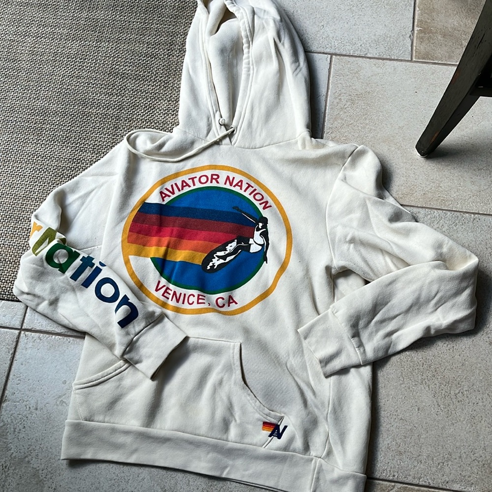 Aviator Nation Hoodie vintage white M